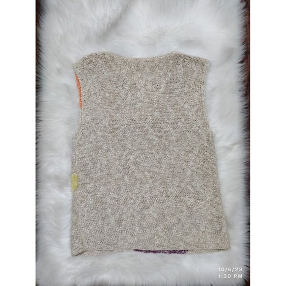 r.g. Arnold Vintage 80's Linen Blend Crochet Tank Top Colorblock Women Medium - Picture 9 of 9